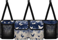 Blue Butterfly Car Backseat Hanging Trunk Organizer for SUV Collapsible Car Interior Accessories with 4 Pockets & 3 Adjustable Straps for Women