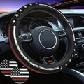 Thin Red Line Steering Wheel Cover Firefighter Steering Wheel Cover Anti-Slip Breathable Universal for 15 Inch Car 2 Pieces Car Coasters Suitable for Men Women