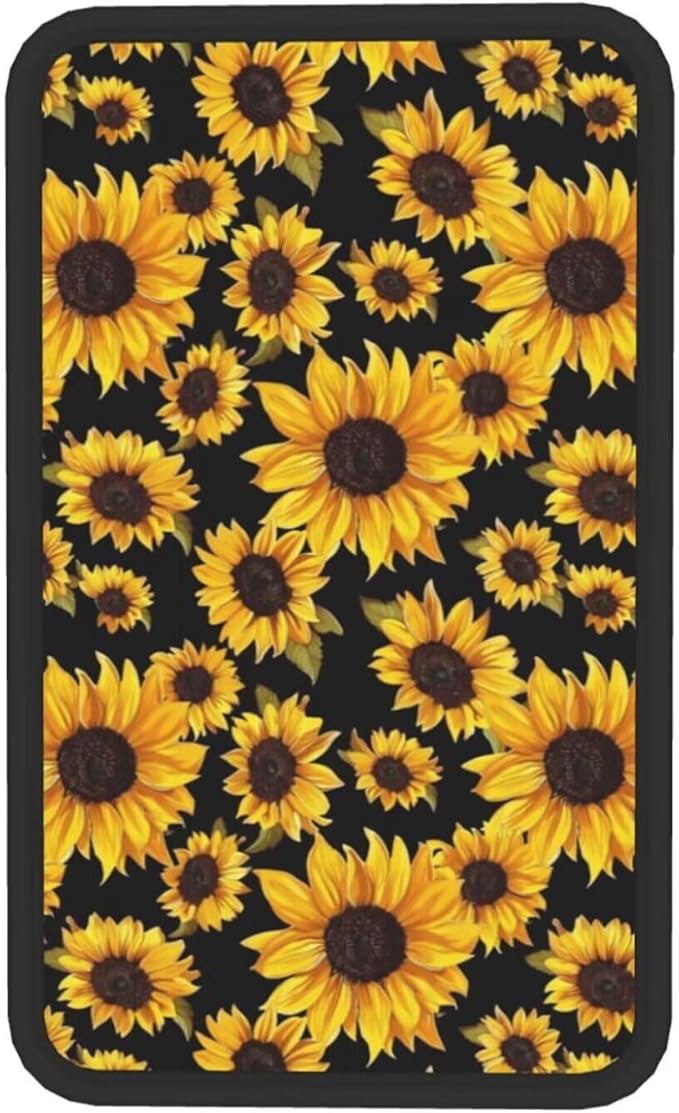 Sunflower Flower Center Console Cover Yellow Floral Armrest Cushion Protector for Cars Sedans Vans Truck Vehicles, SUV Interior Accessories