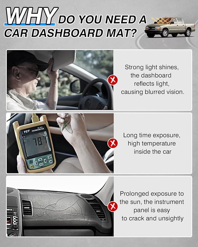 CARTIST Dash Cover Fits for Chevrolet Chevy Blazer 1998-2005/1998-2004 S10 / 1998-2001 GMC Jimmy / 1998-2004 GMC Sonoma Accessories Dashboard Cover Mat Non-Slip Pad Carpet Sunshade