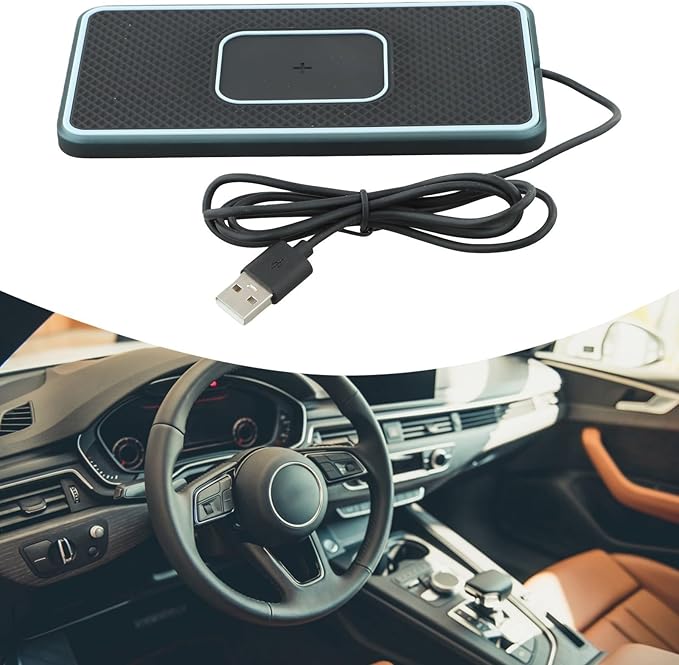 Wireless Charging Pad For Car, 15W Non-Slip Fast Charging With LED Light Silicone Pad Phone Charger, Compatible With Multiple Smartphones(30CM T-C)