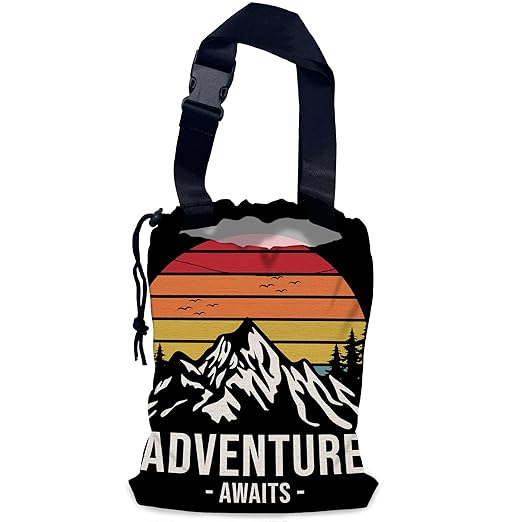 NHNXHWIA Adventure Mountain Car Trash Bag,Hanging Drawstring Car Garbage Bag,Waterproof Canvas Car Back Seat Organizer with Adjustable Buckle,for Vehicles,SUVs,Camping,Road Trips
