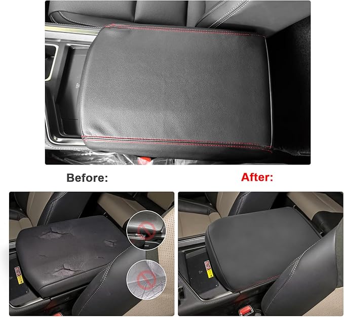 SXCY for 2024 2025 2026 Lexus GX Accessories Armrest Cover for Lexus GX550 2024 2025 2026 Accessories 2024 2025 2026 GX Center Console Cover 2024-2026 GX Middle Console Cover(Red Line Thin Cover)
