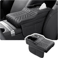 Car Armrest Storage Box for Toyota 4Runner 1984–2025 2020 2021 2022 2023 2024, Sport-Style Center Console Organizer with Side Pocket, PU Leather Armrest Cushion, Elbow Support Pad,A Black