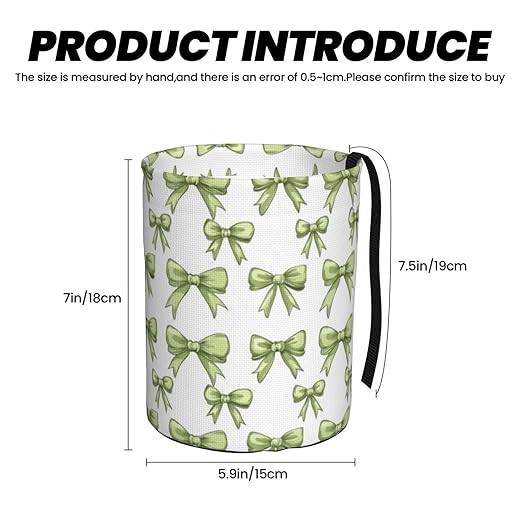 Green Bow Car Trash Can Leak-Proof Waterproof Hanging Trash Bin Collapsible Garbage Can for Car Accessories Travelling Camping