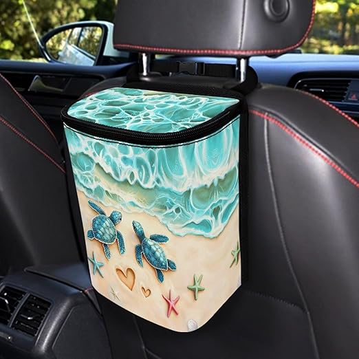 Blue Turtle Car Trash Can Easy Installation Hanging Garbage Bin for Back Seat Leak Proof Automotive Garbage Cans Fashion Auto Interior Comfort for Cars, Trucks, SUVs