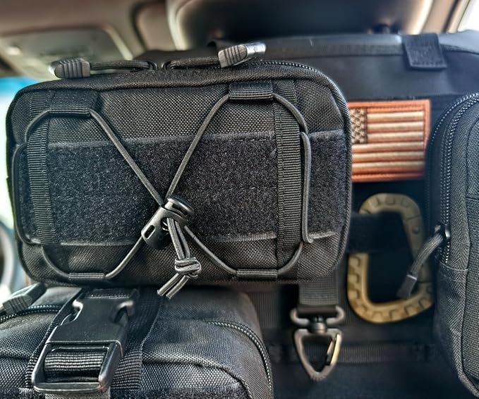 Vviitop Molle Seat Back Organizer, Tactical Car Seat Cover Organizer Panel with Pouches, Molle Universal Vehicle Panel (Red)