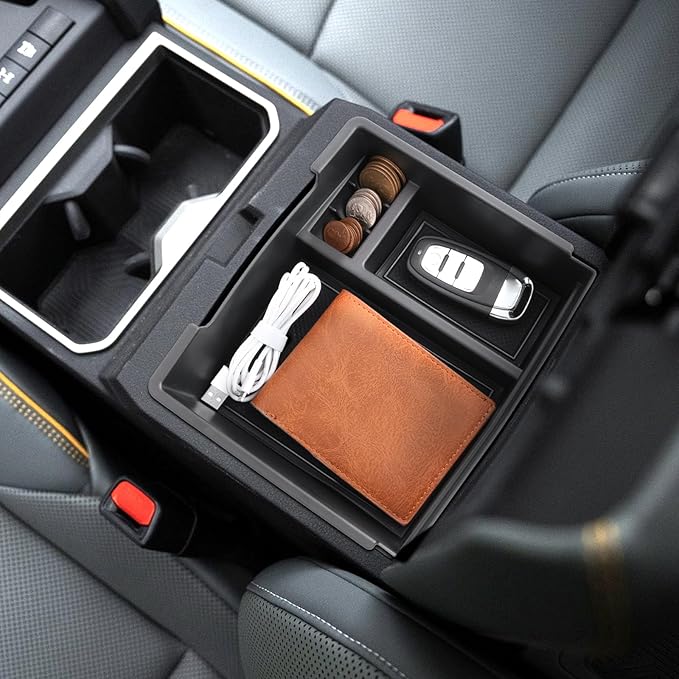 Coleya 2024 2025 2026 Tacoma Center Console Organizer for Toyota Tacoma (SR5/TRD Off-Road/TRD Sport/TRD Pro/Limited/Trailhunter), Durable ABS Plastic Armrest Tray Insert 2026 2025 Tacoma Accessories