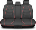 FH Group Back Seat Faux Leather Car Seat Cover - Universal Fit, Rear Seat Covers for Cars with Rear Split Bench, Car Seat Cushions for SUV, Sedan, Van, Black Red Trim