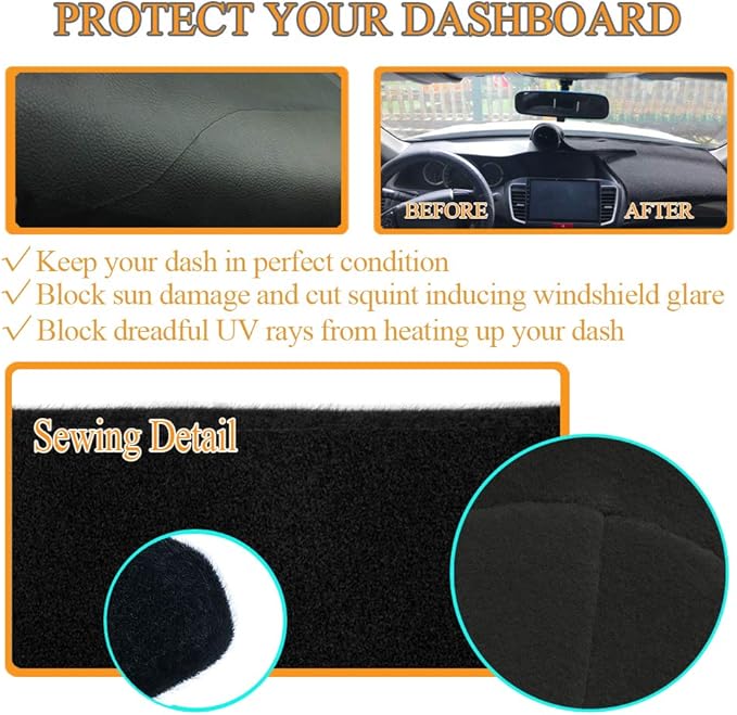 Yiz Dashboard Cover Dash Mat Pad Custom Fit for 2006-2008 Dodge Ram 1500 2500 3500,2009 Ram 2500 3500 4500 5500,2010 Ram 4500 5500 Without Cutout for Dash Speakers (06-08 Black) J16