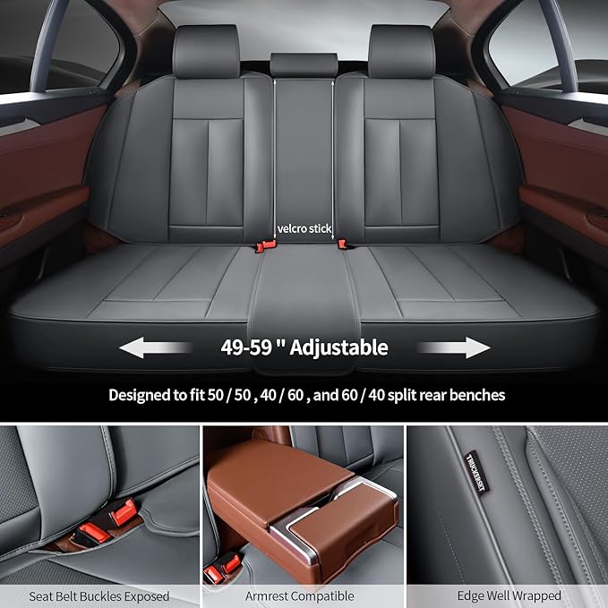 truckerset Car Seat Covers Full Set,Leather Waterproof Car Seat Cover,Airbag Compatible,Breathable Design,Suitable for Car,Truck,SUV 5 Pack (Grey)