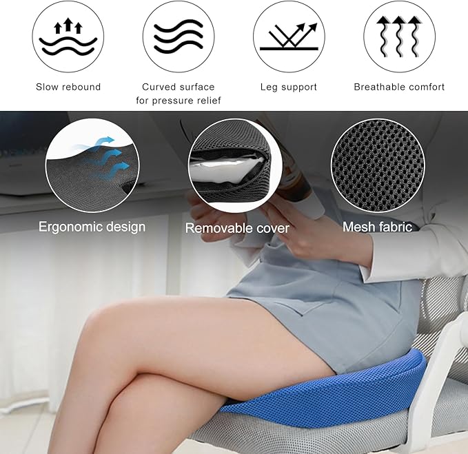 Car Seat Cushion, Memory Foam Cushion for Tailbone Pain & Sciatica Relief, Ergonomic Seat Cushion Comfortable Chair Relief Pillow for Car Office Wheelchair, car Accessories (Royal Blue, Mesh)
