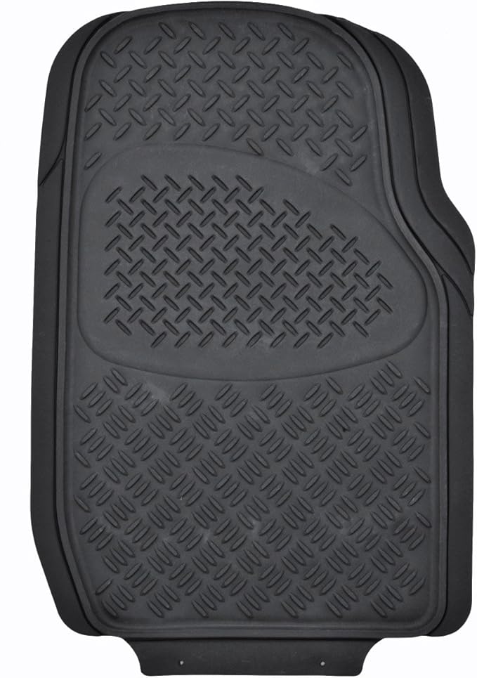 BDK MaxDuty Rubber Floor Mat for Car, SUV,Van & Truck - Super Heavy Duty Rubber , Trim to Fit & 3 Piece (Black)