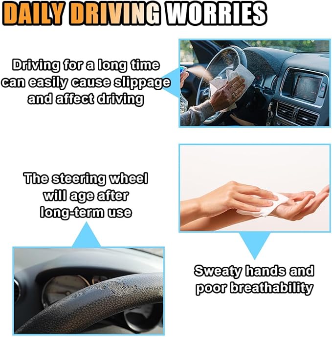 Stretch Elastic Steering Wheel Cover, All-Season Comfort, Warm in Winter & Cool in Summer, Universal 15 Inch Microfiber Breathable Ice Silk, Anti-Slip, Odorless, Easy Carry, Fit Car, SUV (Blue)