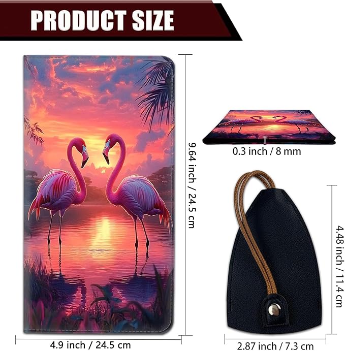Car Registration Holder, PU Leather Vehicle Glove Box Organizer for Driver License, Document, Car Insurance Holder with Magnetic Shut, Auto Paperwork Wallet Case Accessories, Pink Flamingos Pattern