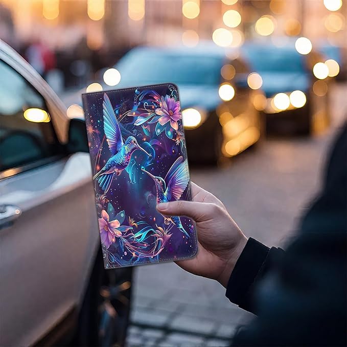 Car Registration Holder, Waterproof PU Leather Vehicle Card Document Glove Box Organizer, Women Interior Auto Accessories Case for Cards, Driver License Car Insurance Holder, Hummingbird and Rose