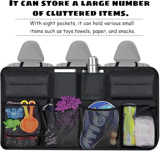 Car Trunk Organizer, Large Capacity 600D Oxford Cloth Vehicle Storage Bag with 8 Pocekt, Automotive Backseat Hanging Cargo Organization Accessories, Universal for SUV MPV Van