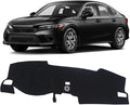 Upgraded Dash Mat for 2022-2025 Honda Civic Polyester Dash Board UV Protection Non-Slip Windshield Reflective Dash Cover Interior Accessory Black (Without HUD)