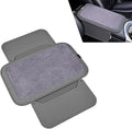 Upgraded Car Center Console Cover, Furry Soft & Comfortable Center Elbow Cushion with Two Side Storage Pockets, Luxury Leather Plush Armrest Pad Decoration, for Most Vehicles (Gray)