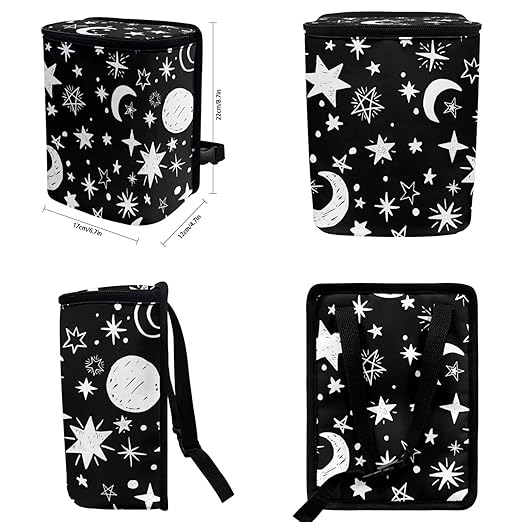Moon and Star Car Trash Can with Lid - Leak Proof Car Trash Bag Hanging Waterproof Garbage Can - Multipurpose Storage Container for Back Seat Road Trip, Black