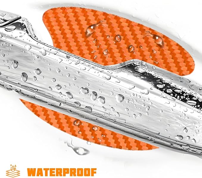 Car Door Handle Cup Protector, 4PCS Carbon Fiber Anti-Scratch Vehicle Door Handle Bowl Sticker, Self-Adhesive Automotive Paint Protective Film, Universal for SUV RV Truck (Orange)