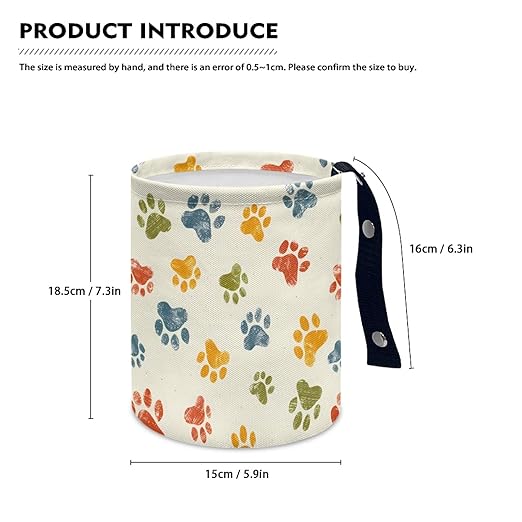 Dog Paw Car Rubbish Bin Portable Waste Basket Can Foldable Auto Waste Storasge Bag Holder with Adjustable Strap for Camping, Travelling, Picnic
