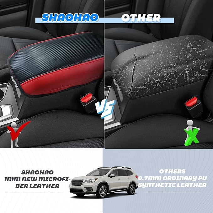 SHAOHAO for 2024 2025 Subaru Ascent Car Armrest Cover for 2019-2023 2024 2025 Subaru Ascent Accessories Center Console Cover Ascent 2023 2024 2025 Arm Rest Console Lid Protector Cushion Cover Pad