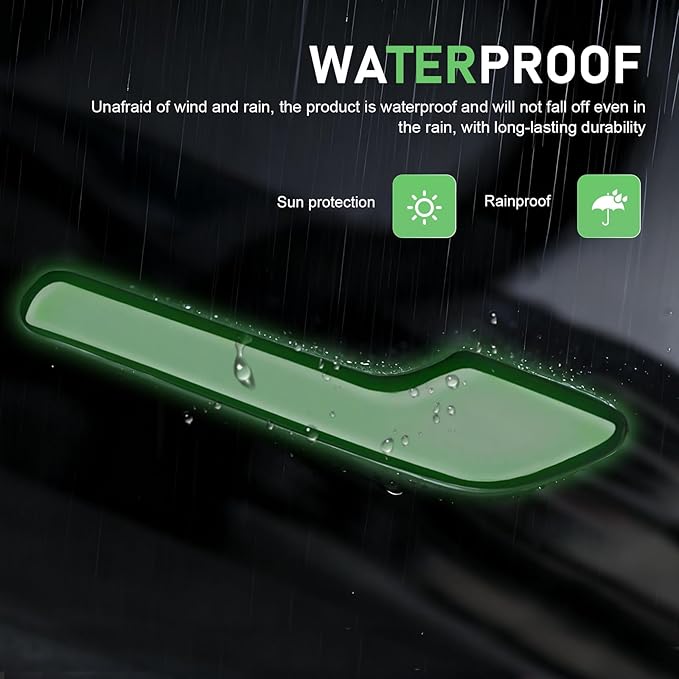 Hugwits 4 PCS Car Door Handle Covers, Scratch-Resistant Glow-in-The-Dark Door Handle Protector, Anti-Scratch Decorative Film, Compatible with 2017-2024 Model 3 2020-2024 Model Y (Green)
