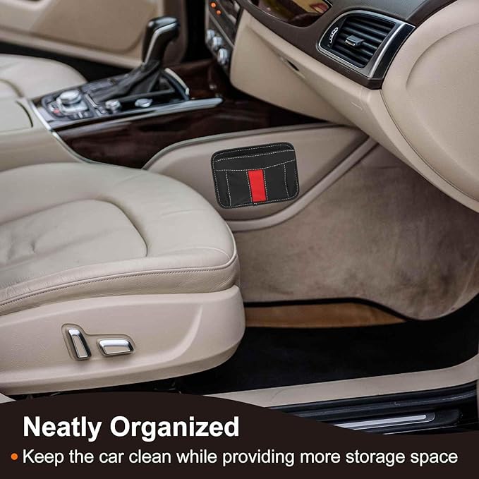 HARFINGTON Car Seat Side Pocket Organizer PU Leather Auto Door Console Storage Bag Car Seat Gap Filler Multifunctional Car Pocket Pouch for Keys Coins Phone Sunglasses, Brown