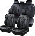 FLORICH Car Seat Covers Full Set, Leather Seat Covers, Luxury 5 Seats Universal Black Seat Covers for Cars, Waterproof Seat Protectors, Leatherette Automotive Vehicle Cover for Cars SUV Pick-up Truck