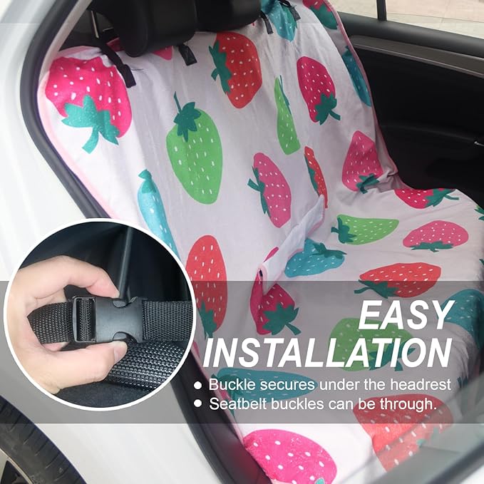nbnhxnff Sweat Towel Car Seat Cover Protector Rear Seats for Gym Workout, Running, Swimming, Beach and Hiking, Waterproof Universal Seat Cover for Car, Trucks, Van & SUV(Strawberry, 1pcs Rear Seat)