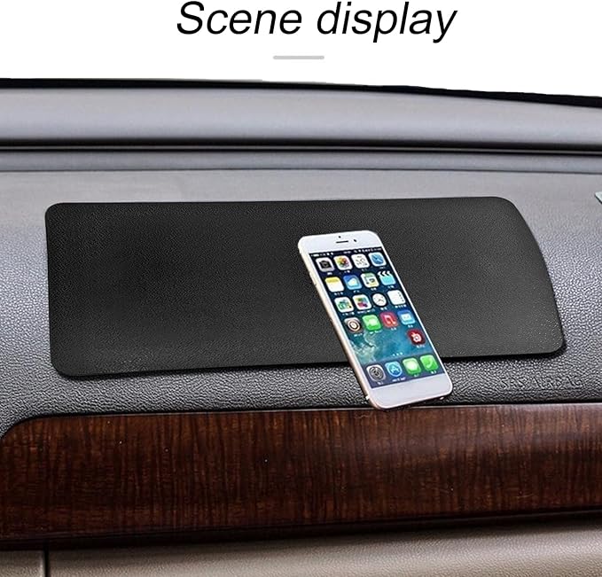 hill froeistung 2pack Sticky Upgraded Anti-Slip mat - Non-Slip Rubber, 10.6 X 5.9 Inches - Universal Car Dashboard Sticky Mat for Phone, Sunglasses, Keys - Black/Leather Pattern - 27 * 15cm
