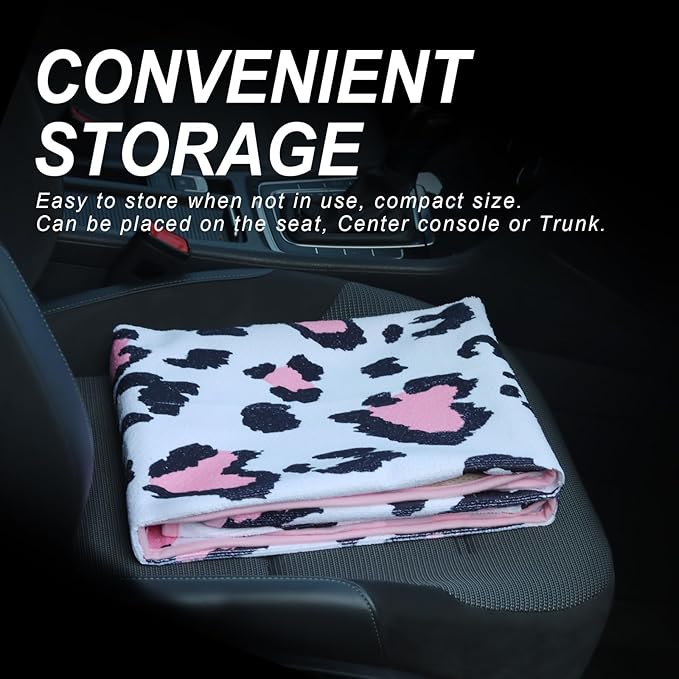 nbnhxnff Sweat Towel Car Seat Cover Protector Front Seats for Gym Workout, Running, Swimming, Beach and Hiking, Waterproof Universal Seat Cover for Car, Trucks, Van & SUV (Love Spot, 1pcs Front Seat)