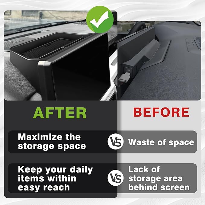 Muslogy Dashboard Storage Box Compatible with 2024 2025 Tacoma & 2025 4Runner Accessories Center Console Organizer w/14-inch Screen for Limited Trailhunter TRD Pro (14 Inch Screen Only) (Black)
