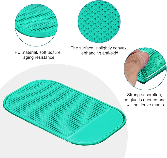 HARFINGTON 7pcs Car Dashboard Anti-Slip Mat 5.5" x 3" Universal Sticky Dash Pad Washable Reusable Car Non-Slip Mats for Phone Keys Sunglasses Electronic Devices, Green