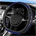 Car Steering Wheel Cover, 15 Inches Leather Comfy Grip Steering Wheel Protector with 3D Honeycomb, Anti-Slip D-Shaped Wheel Wrap Cover for Most Vehicles, Car Accessories (Blue)