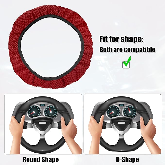 X AUTOHAUX Steering Wheel Cover Universal Elastic Stretch Antislip Breathable Microfiber Ice Silk Interior Trim Wheel Protector for Car Truck SUV Red