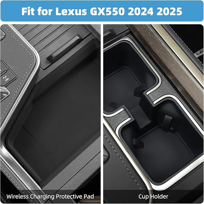 Center Console Wireless Charging Pad + Coaster Fit for Lexus GX550 2024 2025 Non-Slip Protective Mat Interior Accessories