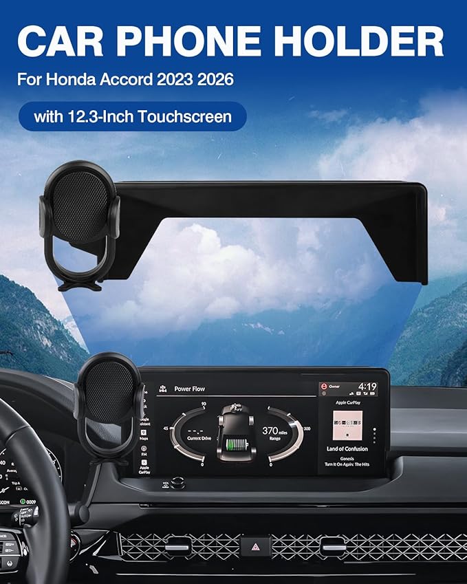 Autorder Car Phone Holder for 2023-2025 2026 Honda Accord Accessories Phone Mount with Dash Organizer 12.3-Inch Screen Cell Phone Automobile Cradles Hands-Free 360° Rotation(Not for LX/SE)