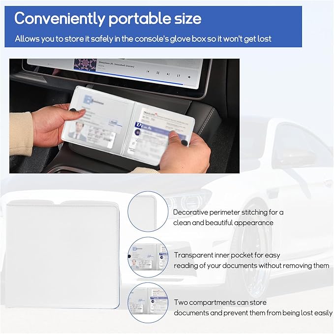 2 PCS Car Registration and Insurance Holder, 10.6''×4.8'' Essential Auto Card Glove Box Organizer with Closure, Vehicle Interior Accessories Perfect for Documents, Cards