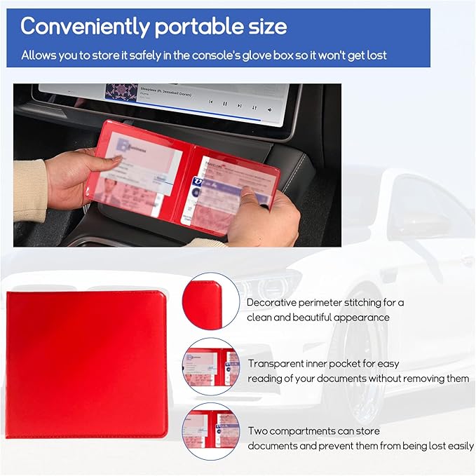 2 PCS Car Registration and Insurance Holder, 10.6''×4.8'' Essential Auto Card Glove Box Organizer with Closure, Vehicle Interior Accessories Perfect for Documents, Cards