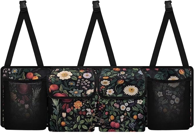 Daisy Floral Auto Car Trunk Organizer - Collapsible, Multi-Pocket Automotive SUV Car Organizer for Storage w/Adjustable Straps - Truck & Car Accessories for Women and Men