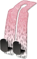 NUGGHU Car Seat Headrest Hook, Universal Leather Cute Hanger Holder Hook, Storage Organizer Interior Accessories for Purse Bags Handbag Pink Glitter Leopard