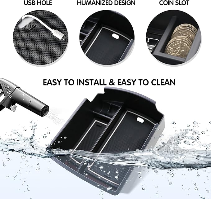 Ruiya Kona Center Console Organizer for Hyundai Kona Accessories Middle Console Organizer 2018+ Hyundai Kona Armrest Storage Box Glove Tray Compatible with 2018 2019 2020 2021 2022 2023 Hyundai Kona