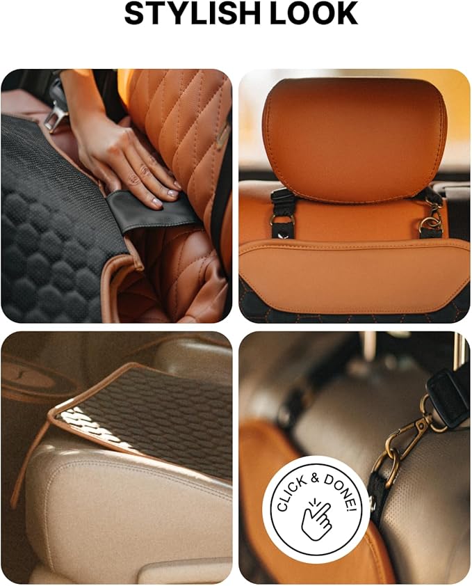 Owleys Set Car Seat Protector & Seat Back Protector Hexy One - Kick Mat Back Seat Protector Hexy - Waterproof & Non-Slip Car Seat Protector