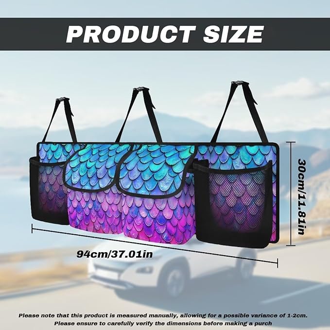 Trunk Organizer for Car Large Capacity Car Organizer, Mermaid Scale Foldable Trunk organizer, Space Saving Car Organization for Car Accessories, Tools, Sundries