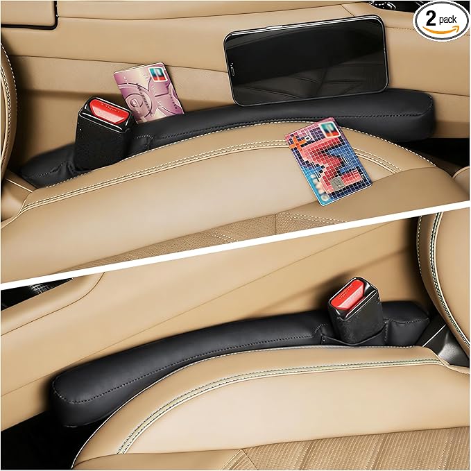 2PCS Car Seat Gap Filler with Retaining Ring Design,Soft Car Gap Fillers Between Seats Avoids Items Falling Out of Gaps,Upgraded Cars Gaps Seat Filler Hard to Shift