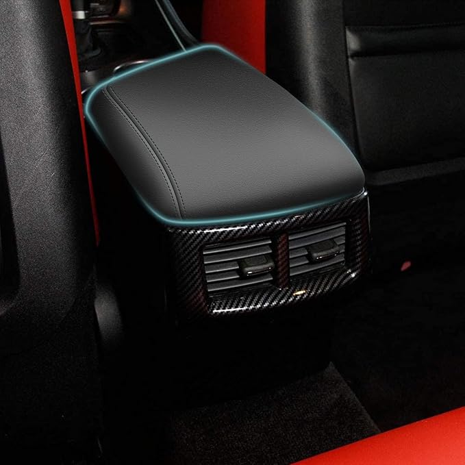 AOMSAZTO Console Armrest Covers for 2014-2023 2024-2026 Dodge Challenger Interior Accessories for Dodge Challenger Black with Black Stiches