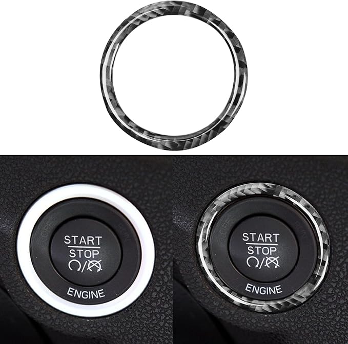 NVCNX Real Premium Carbon Fiber for Chrysler 300 Accessories 2015-2023 2016 2017 2018 2019 2020 2021 2022 S/C/Limited/Touring Car Dash Engine Start Button Ring Cover Interior Trim Sticker Decal 1PC