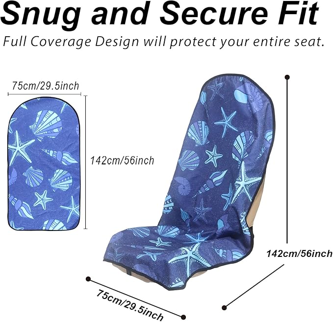 nbnhxnff Car Seat Cover (Starfish Shell Conch, 1pcs Front Seat)